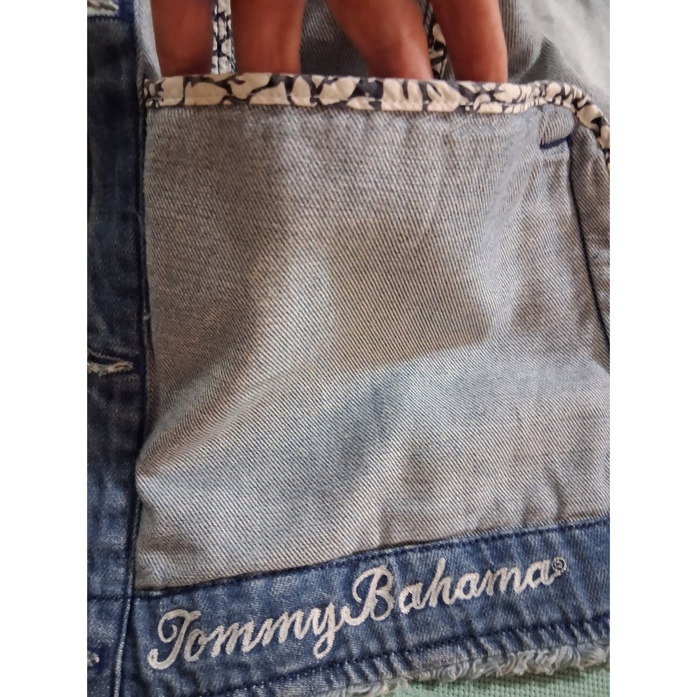 Tommy Bahama Womens Medium Wash Denim Jacket Tropical Floral Back Frayed M - Picture 13 of 13